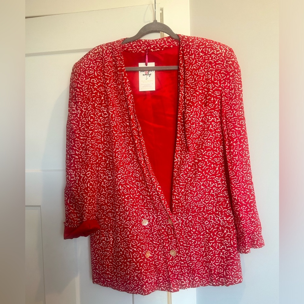 Vintage red silky blazer